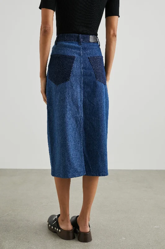 HIGHLAND SKIRT - INDIGO PATCHWORK chiffon skirt floaty