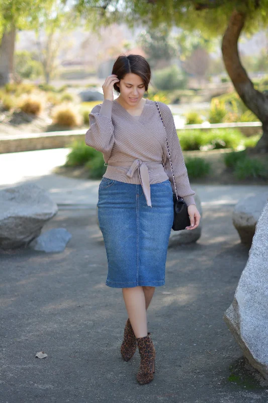 Justine Denim Skirt (sewed hem) ruffled skirt detail