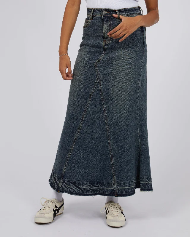 Letty Denim Maxi Skirt floral skirt print