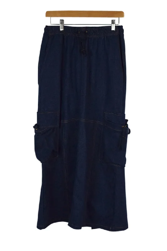 Reworked Denim Skirt silk skirt lustrous