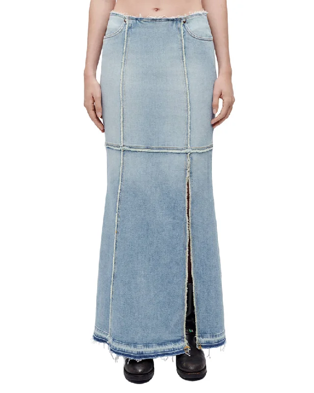 Column Denim Maxi Skirt in Mojave linen skirt light