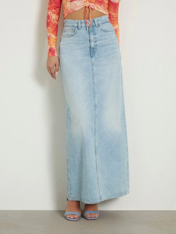 WENONA BACK SLIT DENIM SKIRT chiffon skirt airy