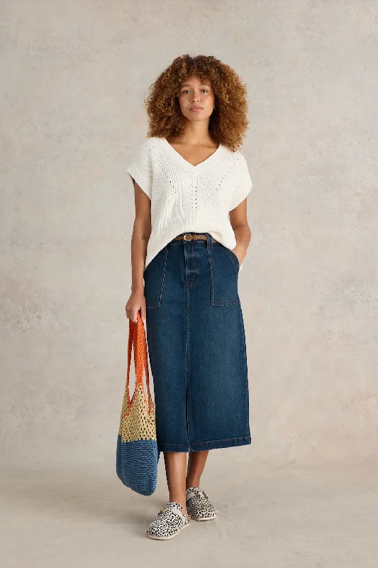 White Stuff Maren Mid Denim Midi Skirt chiffon skirt flowing