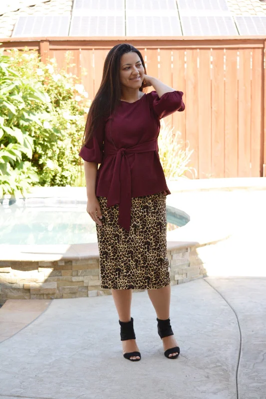 Willow Leopard Twill Skirt leather skirt modern