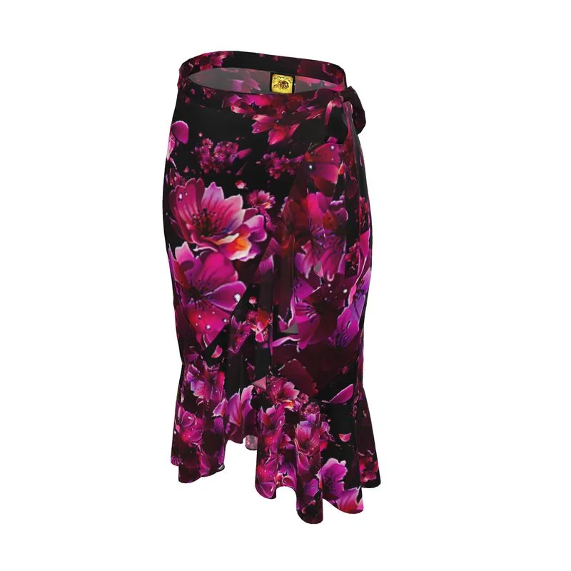 TRP Floral Print 02 Designer Flounce Wrap Midi Skirt linen skirt airy