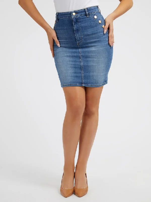 IOLONDA DENIM SKIRT leather skirt sleek