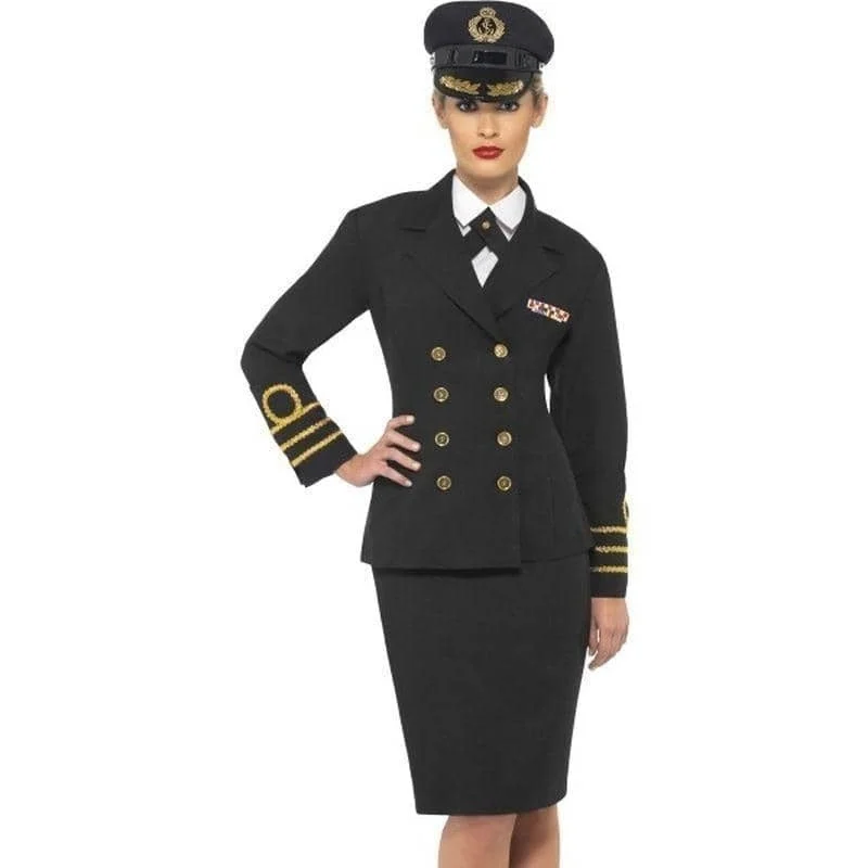 Navy Officer Ladies Costume Black Jacket Skirt Hat lace skirt intricate